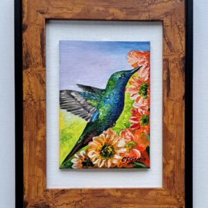 Pintura acrílica de colibrí