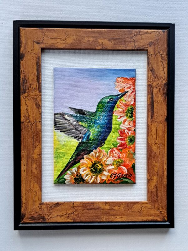 Pintura acrílica de colibrí