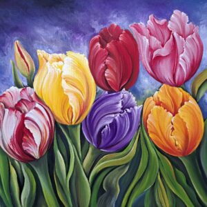 Pintura de tulipanes