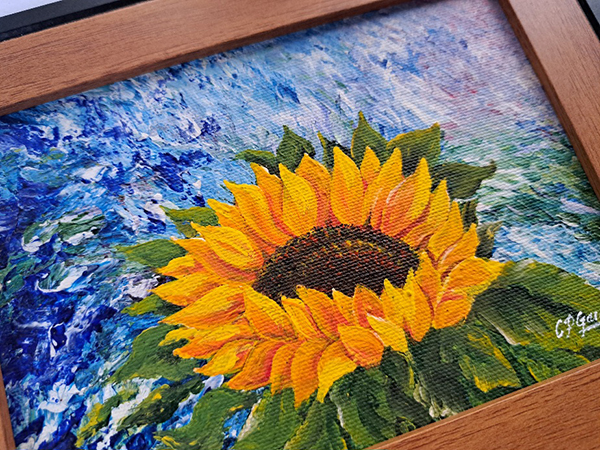 Pintura decorativa de girasol. - Imagen 2