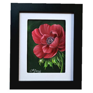 Pintura de flores anémona roja.