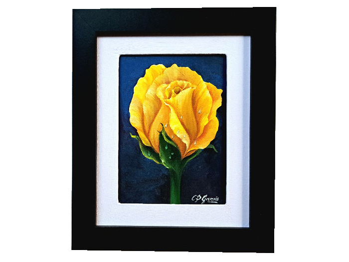 Pintura decorativa de rosa amarilla.