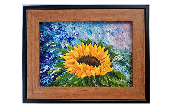 Pintura decorativa de girasol.